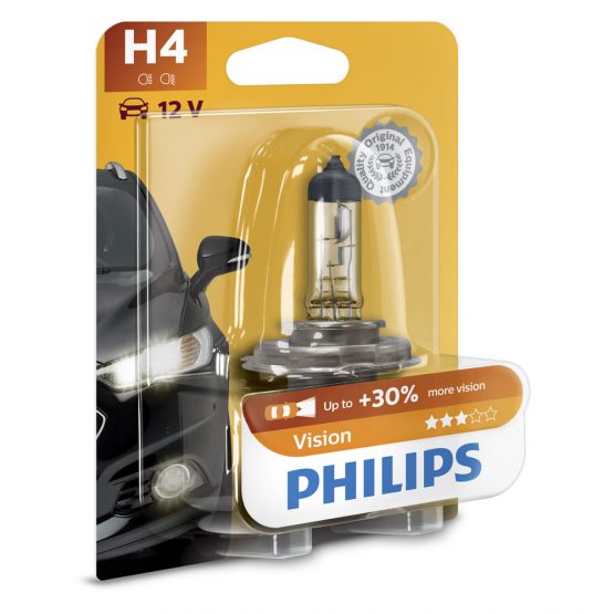 Bec auto far halogen H4 Philips Vision, 12V, 60/55W, blister 1 bec