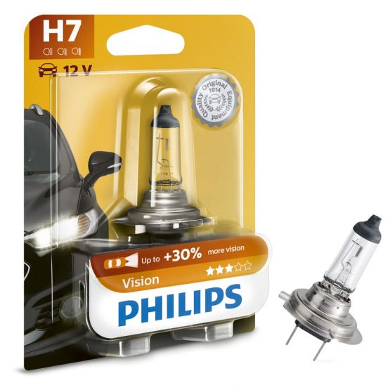 Bec auto far halogen H7 Philips Vision, 12V, 55W, blister 1 buc